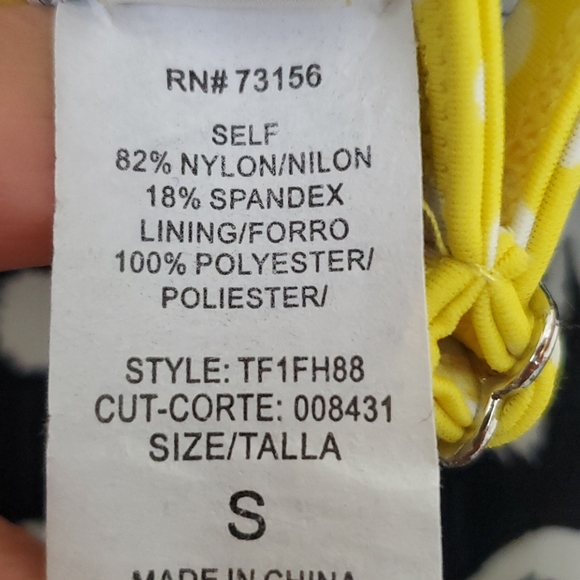 24th & Ocean Black, White & Yellow Tankini Swim Top S - Picture 9 of 10